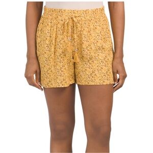 LOVE SCARLETT Large Yellow Flowy Shorts‎ Summer Lightweight Beachy Sunshine
